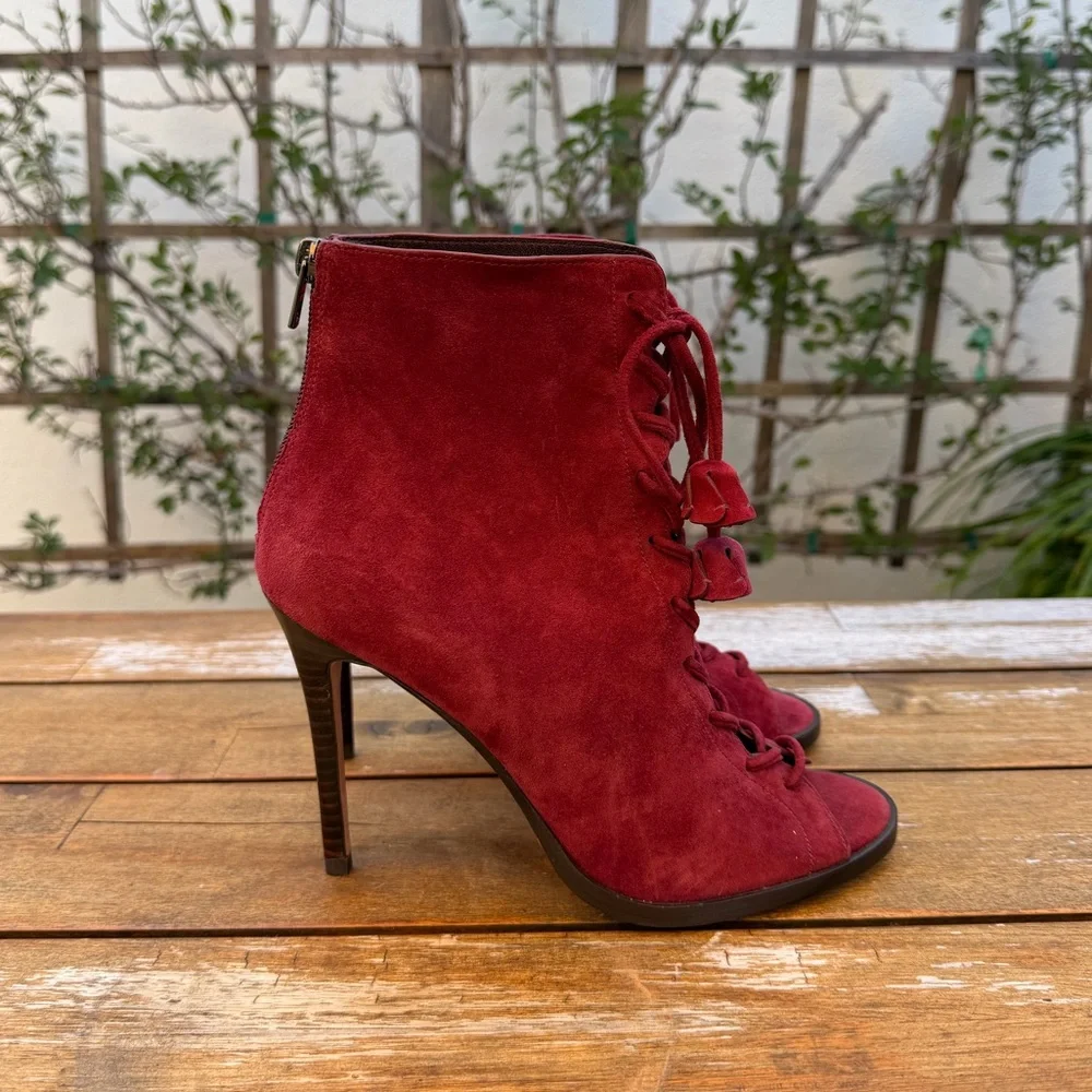 COACH peep toe lace up booties - Picture 5 of 6